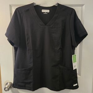 Women's Black V-Neck Scrub Top